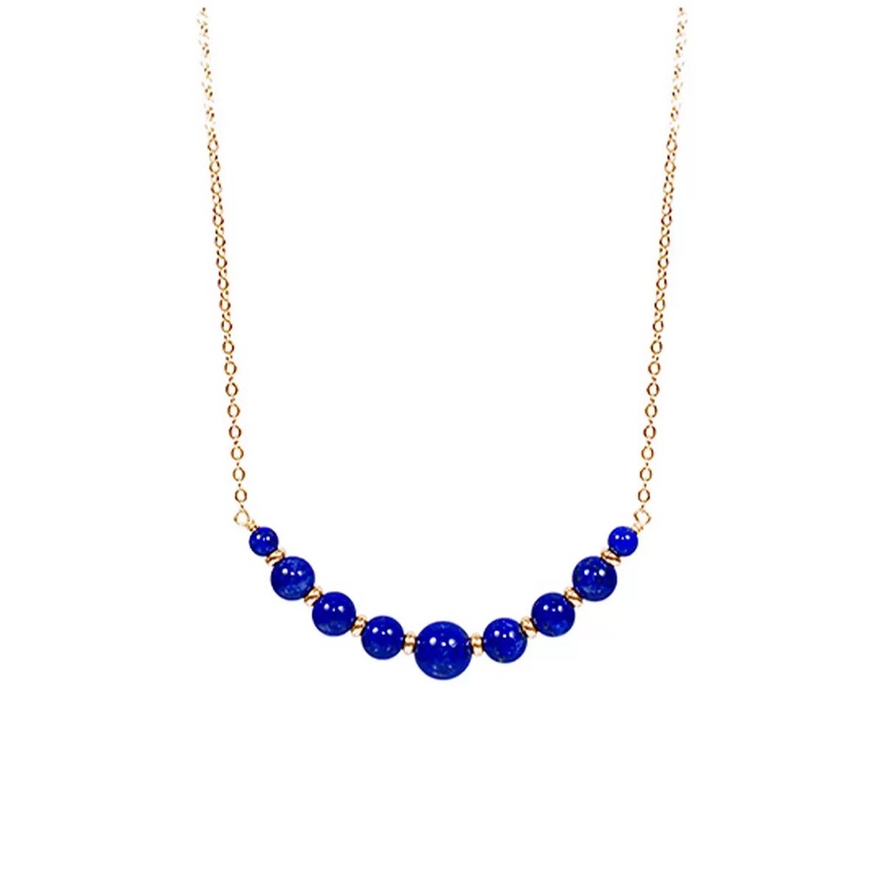 Gorgeous Lapis and 14kt Yellow Gold Graduated Beaded Necklace